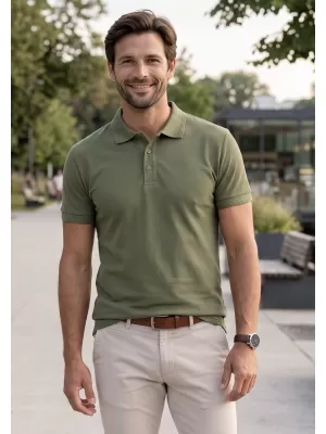 Férfi póló gallérral ALTISPORT NoPrint NP/ALM302 KHAKI