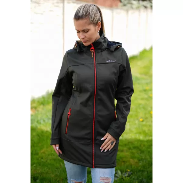  Női softshell kabát ALTISPORT CIARA KHAKI/PIROS 