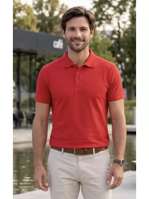 Férfi póló gallérral ALTISPORT NoPrint NP/ALM302 PIROS