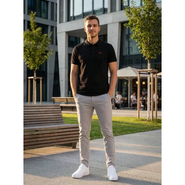  Férfi póló KIXMI SPENCER FEKETE PIROS 