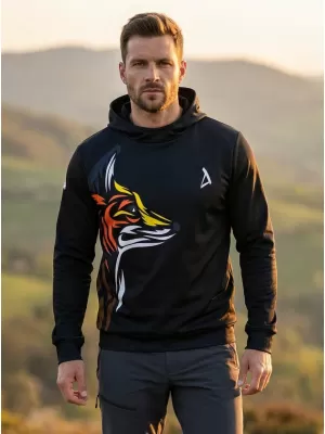 Férfi prémium funkcionális pulóver ALTISPORT VOJ/ALM029MI01 FEKETE-NARANCS