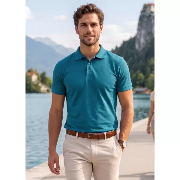  Férfi póló gallérral ALTISPORT NoPrint NP/ALM302 SÖTÉT TÜRKIZ 