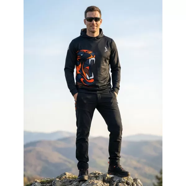  Férfi prémium funkcionális pulóver ALTISPORT VOJ/ALM029MI01 FEKETE-NARANCS 