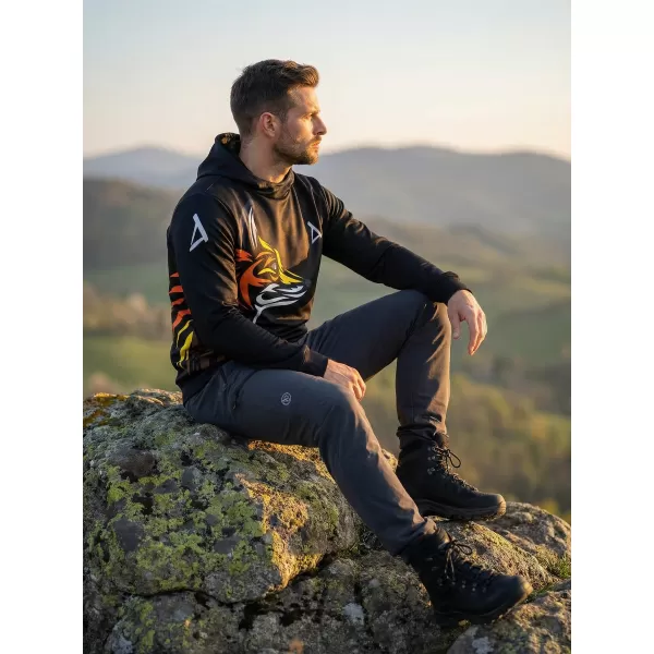  Férfi prémium funkcionális pulóver ALTISPORT VOJ/ALM029MI01 FEKETE-NARANCS 
