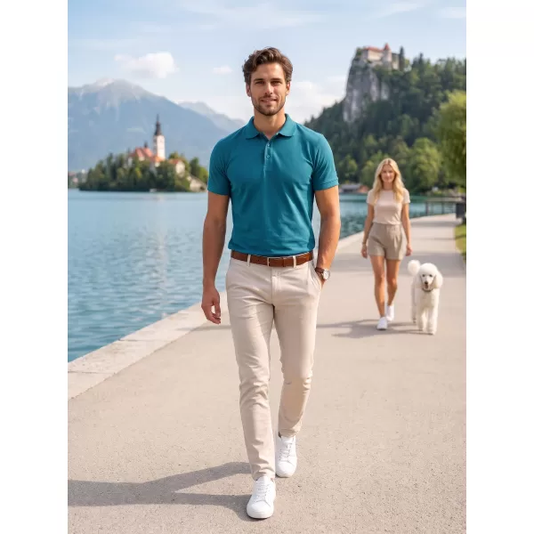  Férfi póló gallérral ALTISPORT NoPrint NP/ALM302 SÖTÉT TÜRKIZ 