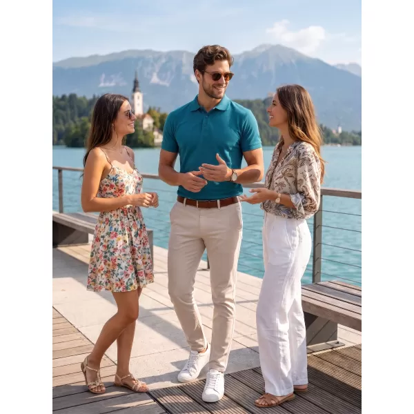  Férfi póló gallérral ALTISPORT NoPrint NP/ALM302 SÖTÉT TÜRKIZ 