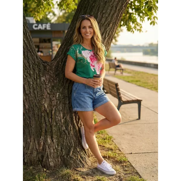  Női póló KIXMI SAKURA SÖTÉTKÉK zöld 