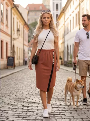 Női szoknya KIXMI SIBILA BARNA/KRÉMES