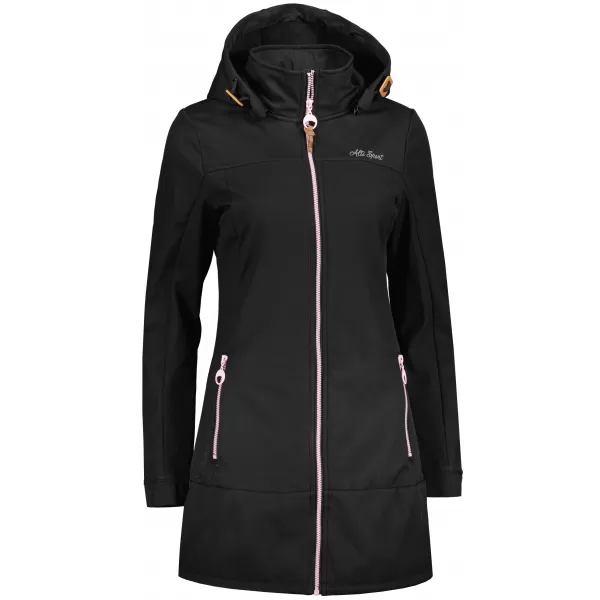  Női softshell kabát ALTISPORT CIARA FEKETE/RÓZSASZÍN 