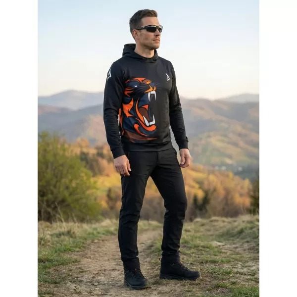  Férfi prémium funkcionális pulóver ALTISPORT VOJ/ALM029MI01 FEKETE-NARANCS 