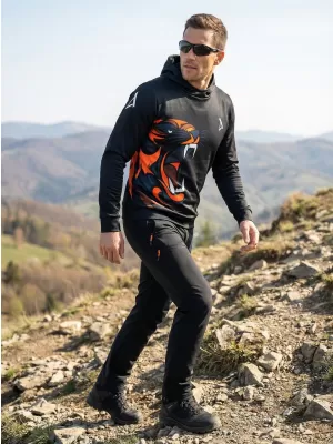 Férfi prémium funkcionális pulóver ALTISPORT VOJ/ALM029MI01 FEKETE-NARANCS