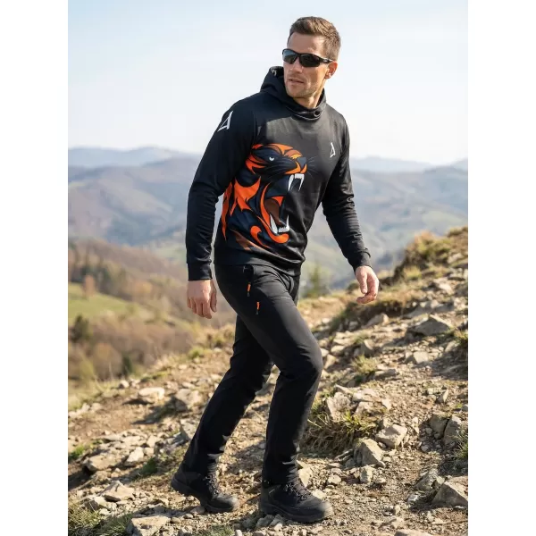 Férfi prémium funkcionális pulóver ALTISPORT VOJ/ALM029MI01 FEKETE-NARANCS 
