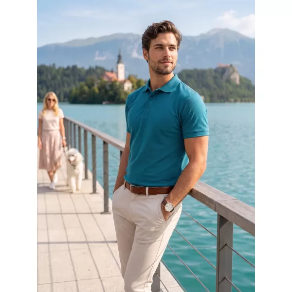  Férfi póló gallérral ALTISPORT NoPrint NP/ALM302 SÖTÉT TÜRKIZ 
