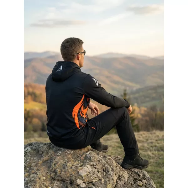  Férfi prémium funkcionális pulóver ALTISPORT VOJ/ALM029MI01 FEKETE-NARANCS 
