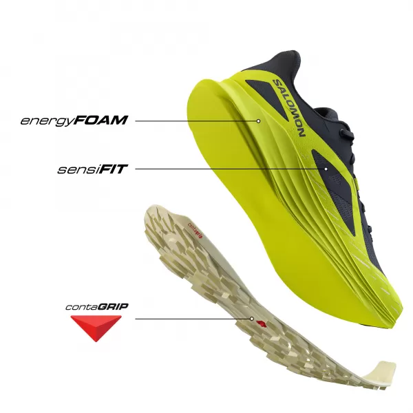  Férfi cipők SALOMON ULTRA FLOW L47462500 FEKETE/KÉNRUGÓ/ÁTLÁTSZÓ SÁRGA 