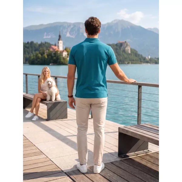  Férfi póló gallérral ALTISPORT NoPrint NP/ALM302 SÖTÉT TÜRKIZ 