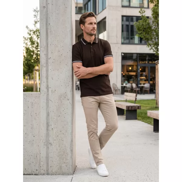  Férfi póló gallérral ALTISPORT NP/ALM921 KÁVÉ 