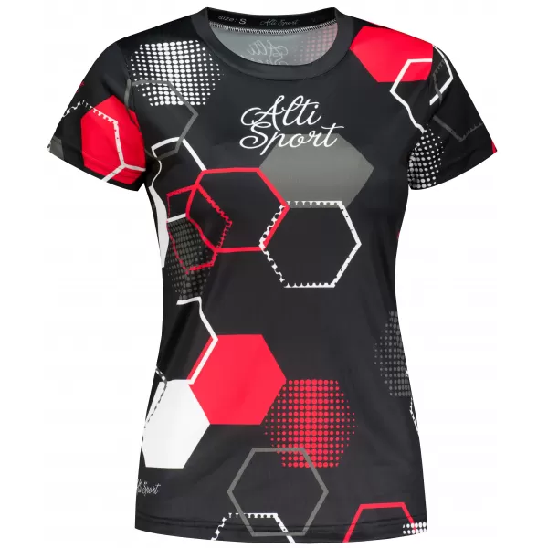  Prémium funkcionális női póló ALTISPORT VOJ/ALW037TR01 FEKETE ÉS PIROS 