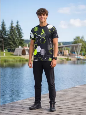 Férfi funkcionális prémium póló ALTISPORT VOJ/ALM037TR01 FEKETE ÉS SÁRGA