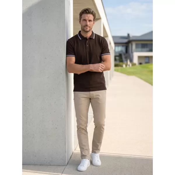  Férfi póló gallérral ALTISPORT NP/ALM921 KÁVÉ 