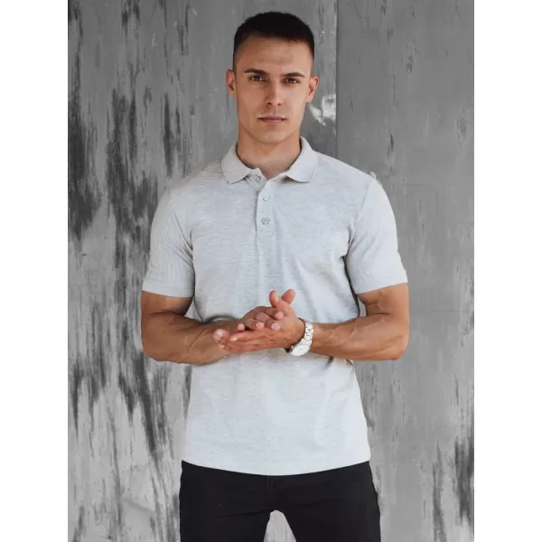  Mens t -phirt gallérral DSTREET PX0597 VILÁGOSSZÜRKE 