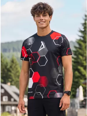 Férfi funkcionális prémium póló ALTISPORT VOJ/ALM037TR01 FEKETE ÉS PIROS
