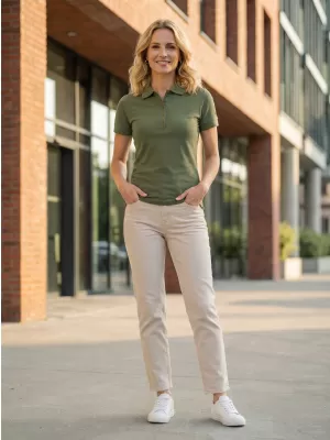 Női póló gallérral ALTISPORT NP/ALW012 KHAKI