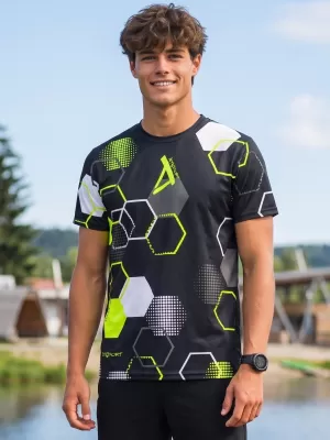 Férfi funkcionális prémium póló ALTISPORT VOJ/ALM037TR01 FEKETE ÉS SÁRGA