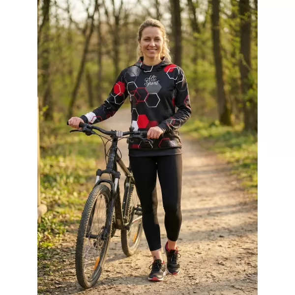  Prémium funkcionális női pulóver ALTISPORT VOJ/ALW037MI01 FEKETE ÉS PIROS 