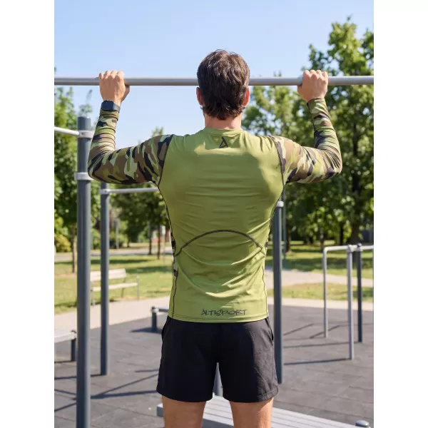  Férfi funkcionális tömörítés T -piró prémium ALTISPORT VOJ/ALM038TR03 ZÖLD/KHAKI 