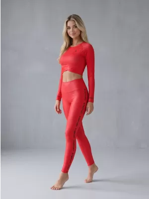 Női prémium, hosszú ujjú funkcionális crop felső ALTISPORT VOJ/ALW000TR04 PIROS