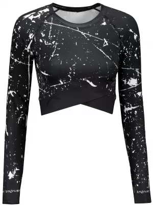 Női prémium, hosszú ujjú funkcionális crop felső ALTISPORT VOJ/ALW034TR04 FEKETE