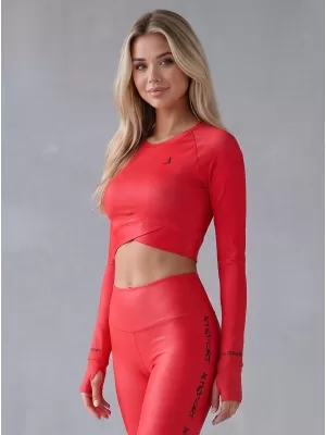 Női prémium, hosszú ujjú funkcionális crop felső ALTISPORT VOJ/ALW000TR04 PIROS