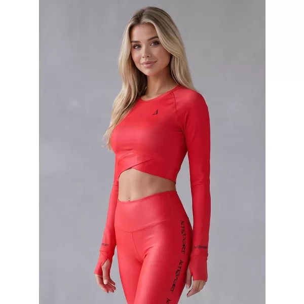 Női prémium, hosszú ujjú funkcionális crop felső ALTISPORT VOJ/ALW000TR04 PIROS 