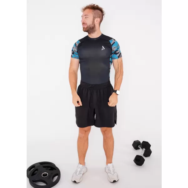  Férfi prémium rövid ujjú funkcionális kompressziós póló ALTISPORT VOJ/ALM038TR04 KEROZIN/FEKETE 