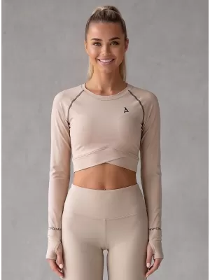 Női prémium, hosszú ujjú funkcionális crop felső ALTISPORT VOJ/ALW000TR04 BARNA