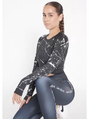 Női prémium, hosszú ujjú funkcionális crop felső ALTISPORT VOJ/ALW034TR04 FEKETE