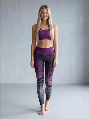 Női hosszú, prémium funkcionális leggings ALTISPORT VOJ/ALW045LEG01 LILA/FEKETE