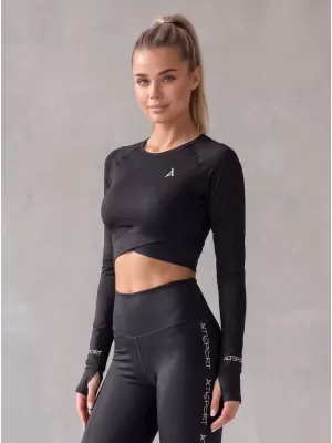 Női prémium, hosszú ujjú funkcionális crop felső ALTISPORT VOJ/ALW000TR04 FEKETE