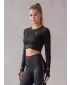 Női prémium, hosszú ujjú funkcionális crop felső ALTISPORT VOJ/ALW000TR04 FEKETE