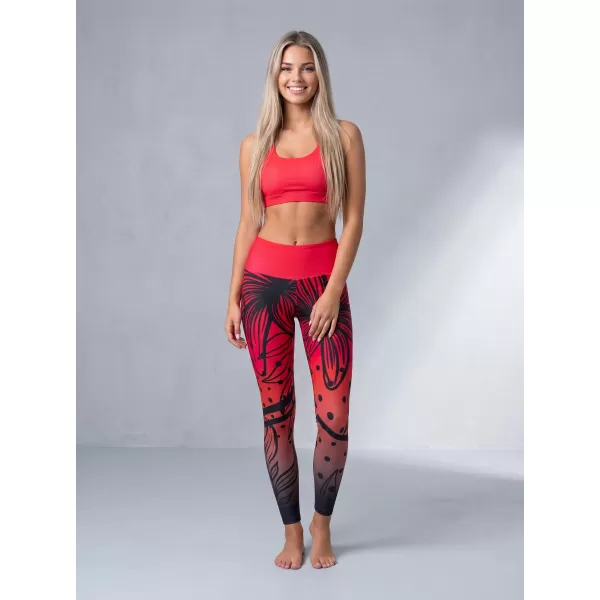  Női hosszú, prémium funkcionális leggings ALTISPORT VOJ/ALW045LEG01 PIROS ÉS FEKETE 