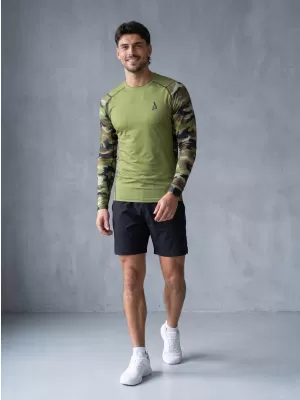 Férfi funkcionális tömörítés T -piró prémium ALTISPORT VOJ/ALM038TR03 ZÖLD/KHAKI
