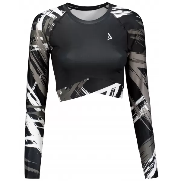  Női prémium, hosszú ujjú funkcionális crop felső ALTISPORT VOJ/ALW039TR04 FEKETE-FEHÉR 