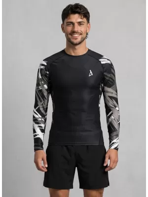 Pánské funkční kompresní tričko premium ALTISPORT VOJ/ALM039TR03 ČERNOBÍLÁ