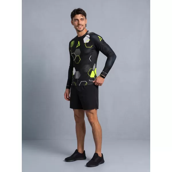  Férfi prémium funkcionális kompressziós póló ALTISPORT VOJ/ALM037TR03 FEKETE ÉS SÁRGA 