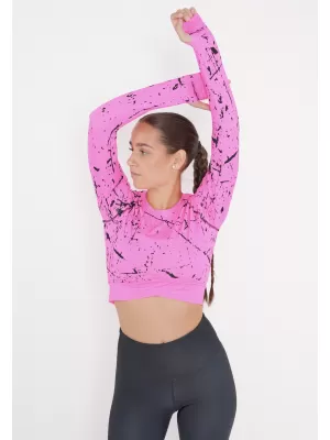 Női prémium, hosszú ujjú funkcionális crop felső ALTISPORT VOJ/ALW034TR04 FLUO RÓZSASZÍN