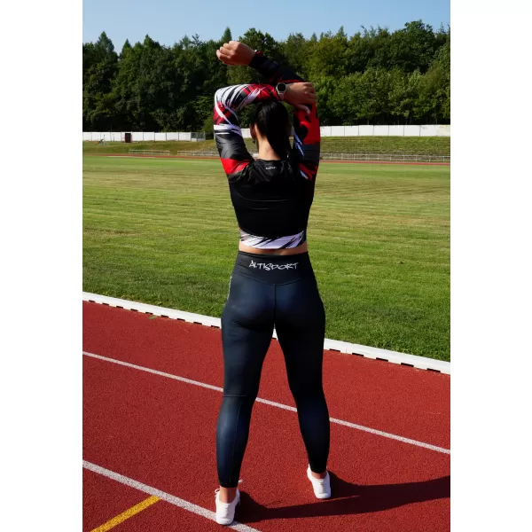  Női prémium, hosszú ujjú funkcionális crop felső ALTISPORT VOJ/ALW039TR04 FEKETE PIROS 