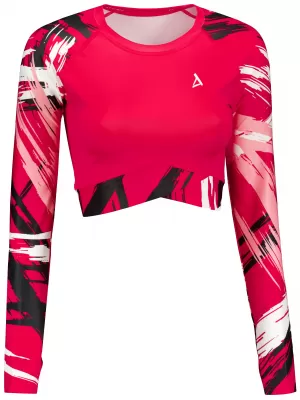 Női prémium, hosszú ujjú funkcionális crop felső ALTISPORT VOJ/ALW039TR04 VIVA MAGENTA