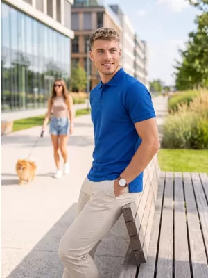 Férfi póló gallérral ALTISPORT NoPrint NP/ALM302 KIRÁLYKÉK