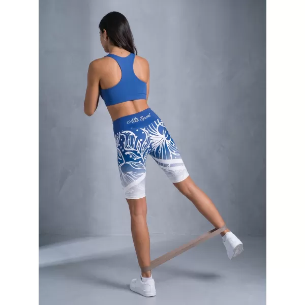  Női prémium funkcionális leggings térd felett ALTISPORT VOJ/ALW045LEG02 SÖTÉTKÉK/FEHÉR 